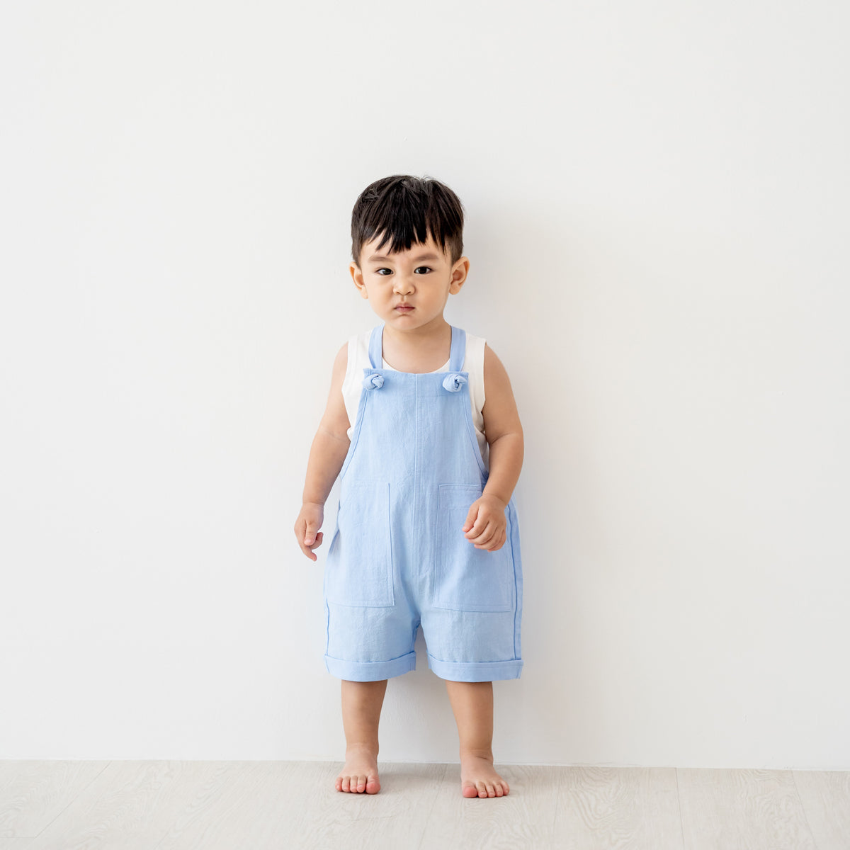 Mama & Mini in Pastel Blue Kids Short Overalls by Le Petit Society — image 18