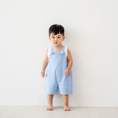 Mama & Mini in Pastel Blue Kids Short Overalls by Le Petit Society — image 18