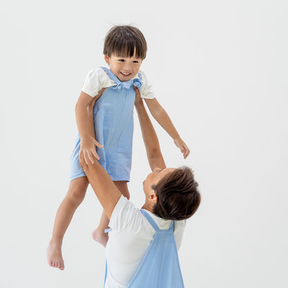 Mama & Mini in Pastel Blue Kids Short Overalls by Le Petit Society — image 7