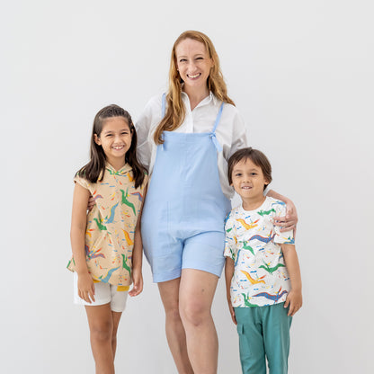 Mama & Mini in Pastel Blue Ladies Short Overalls by Le Petit Society — image 5