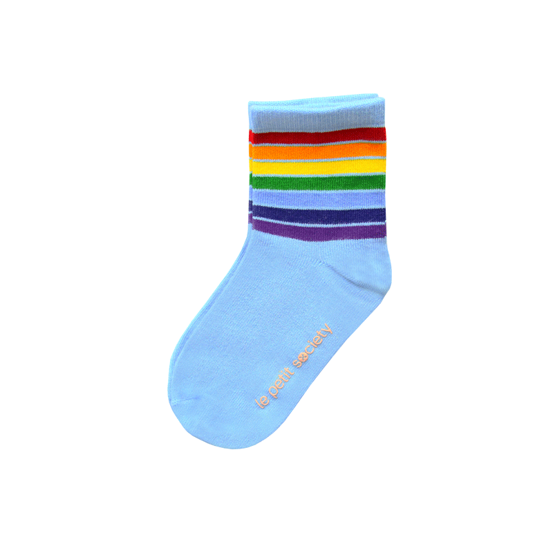 Rainbow Series - Kids Crew Socks in Blue by Le Petit Society — image 2