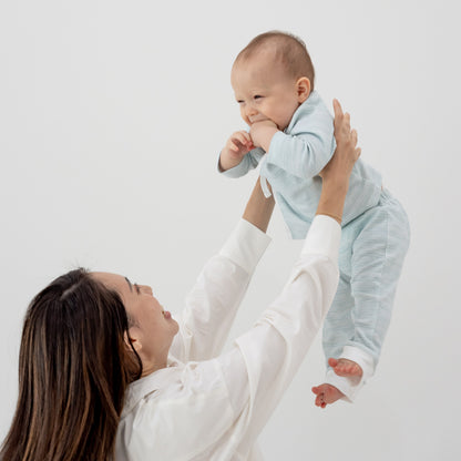 Baby Organic Leggings in Blue Stripes by Le Petit Society — image 5