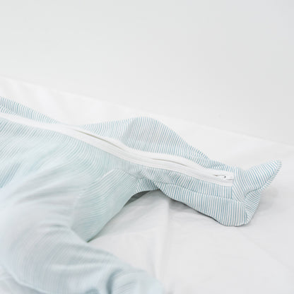 Baby Organic Zip Sleepsuit in Blue Stripes by Le Petit Society — image 8