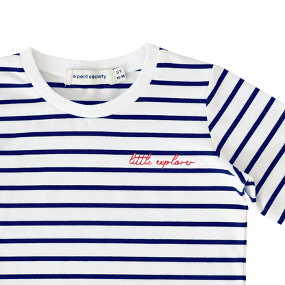 Family Tees - Personalisable Kids Striped Tee in Navy by Le Petit Society