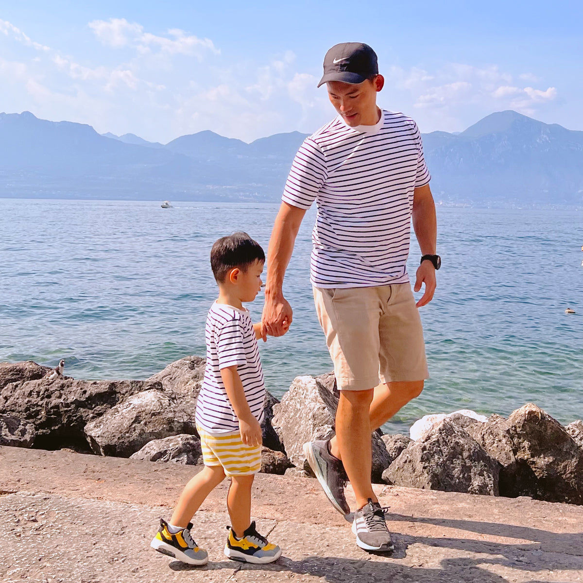 Family Tees - Personalisable Kids Striped Tee in Navy by Le Petit Society — image 3
