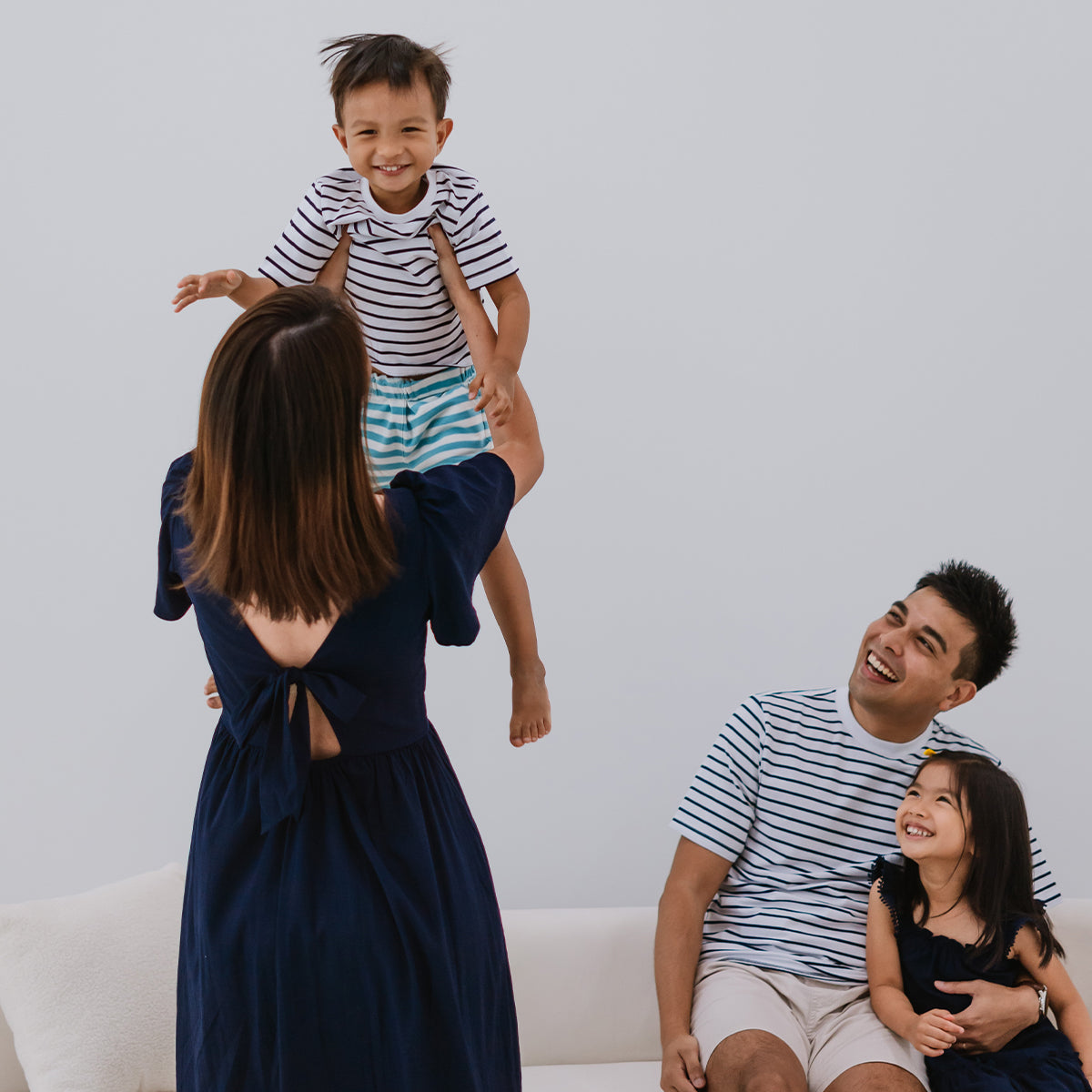 Family Tees - Personalisable Kids Striped Tee in Navy by Le Petit Society — image 4