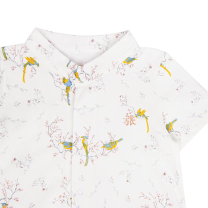 Botanic Series - Baby Boy Shirt Romper in Bird Print (Personalisable) by Le Petit Society — image 4
