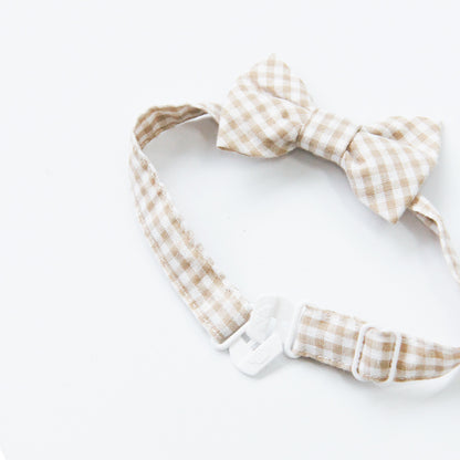 Papa & Mini - Baby Boy Bow Tie Romper in Beige Gingham (Past Season) by Le Petit Society — image 18
