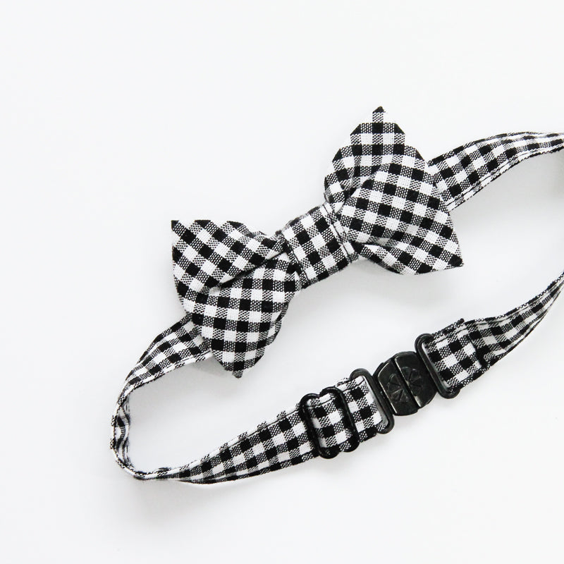 Papa & Mini - Baby Boy Bow Tie Romper in Black Gingham by Le Petit Society — image 12