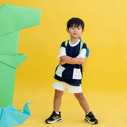 Made for Play - Boxy Tee with Contrast Pockets in Navy by Le Petit Society — image 4