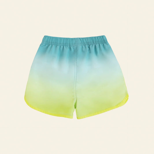Boys Swim Shorts in Lime Gradient by Le Petit Society — image 2