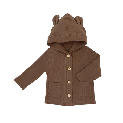 Baby Bear Cardigan in Brown Waffle Jersey by Le Petit Society — image 15