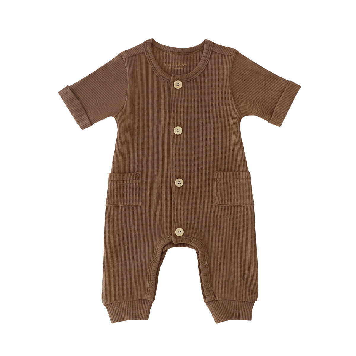 Baby Playsuit in Brown Waffle Jersey by Le Petit Society — image 12