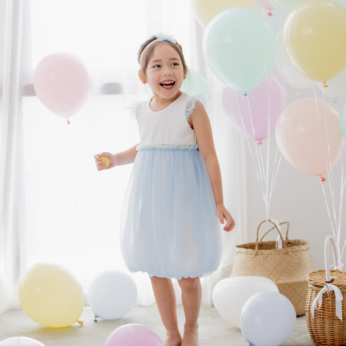 Flower Girl Series - Bubble Dress in Blue by Le Petit Society