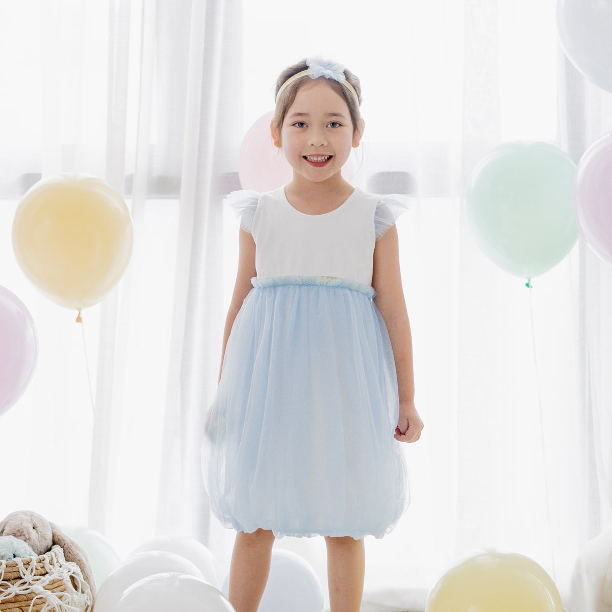 Flower Girl Series - Bubble Dress in Blue by Le Petit Society — image 9