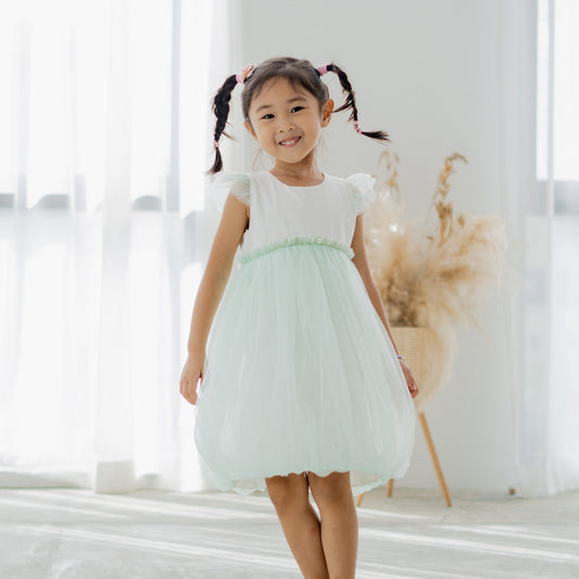 Flower Girl Series - Bubble Dress in Mint by Le Petit Society