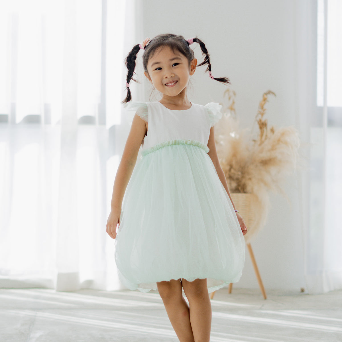 Flower Girl Series - Bubble Dress in Mint by Le Petit Society — image 10