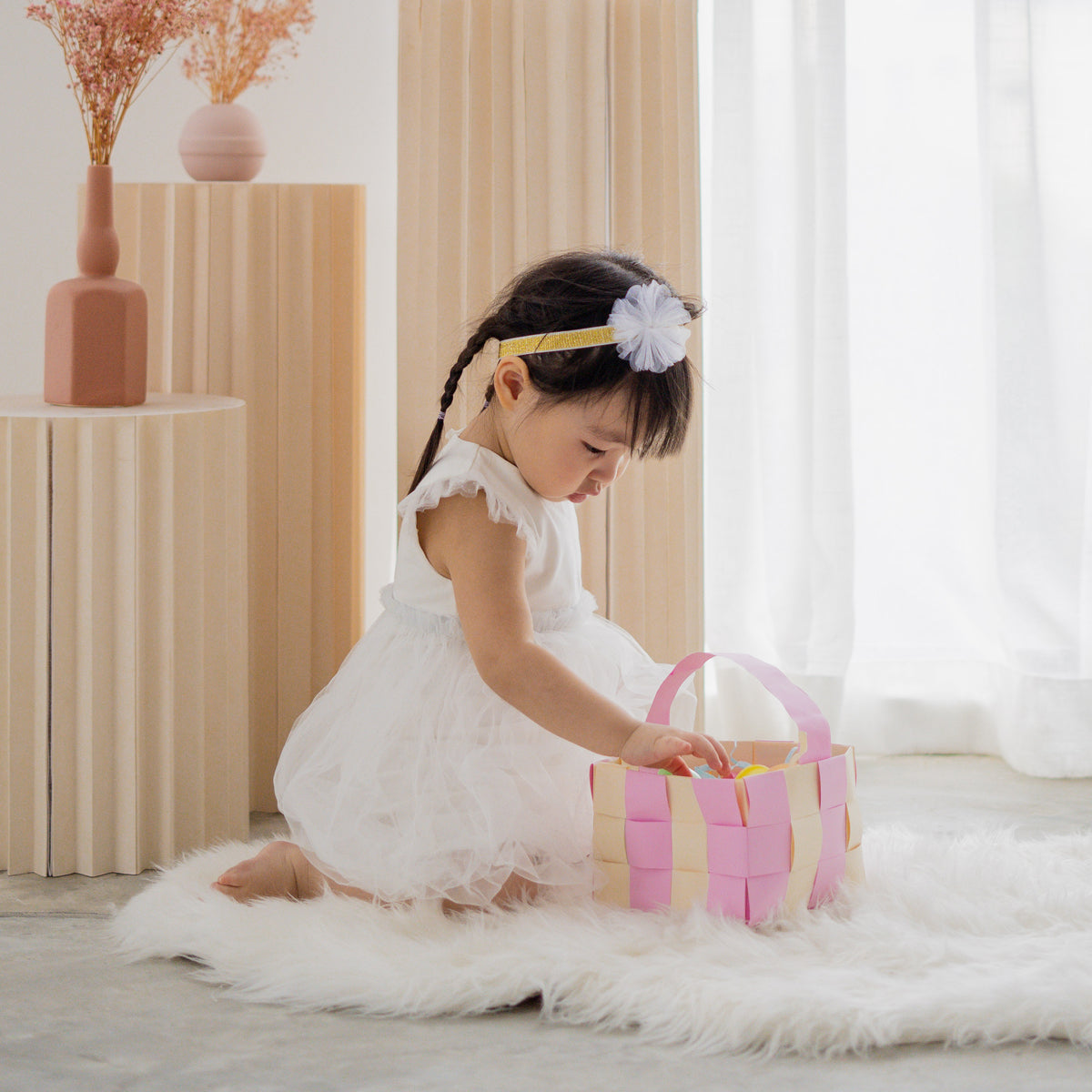 Flower Headband in White by Le Petit Society — image 3