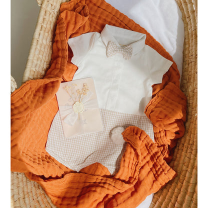Keepsake Baby Blanket in Caramel (Personalisable) by Le Petit Society — image 3