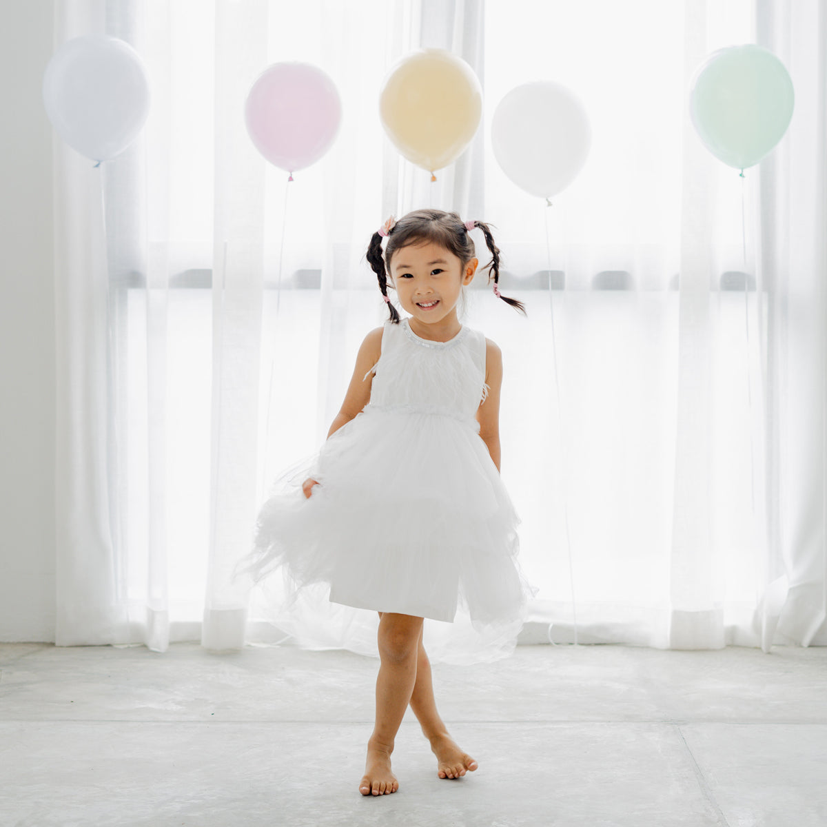Flower Girl Series - Cascading Dress in White by Le Petit Society — image 9