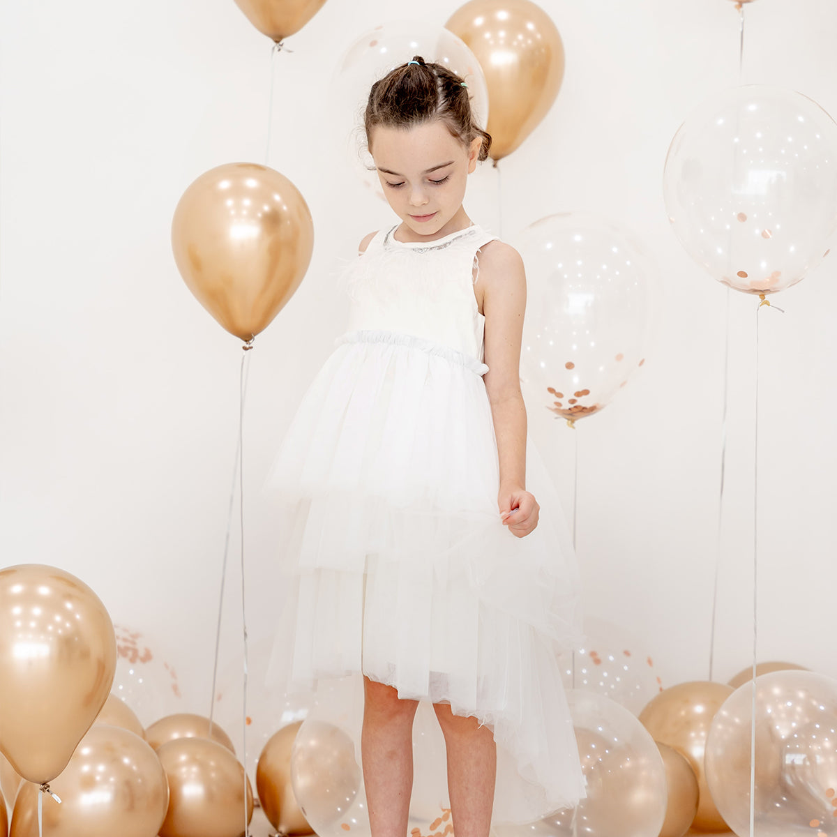 Flower Girl Series - Cascading Dress in White by Le Petit Society — image 11