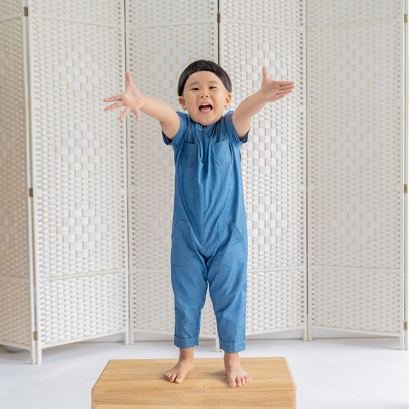 Kids Chambray Utility Jumpsuit by Le Petit Society — image 2
