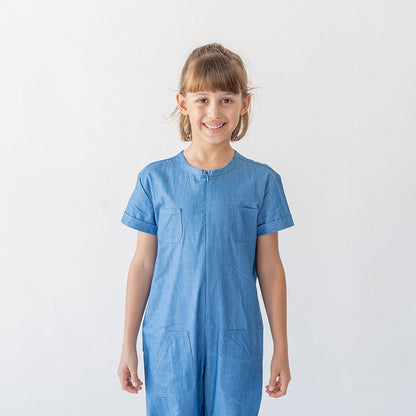 Kids Chambray Utility Jumpsuit by Le Petit Society — image 4