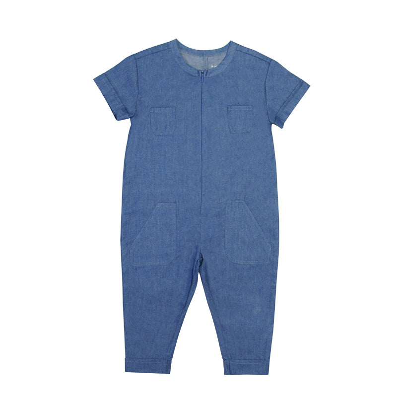 Kids Chambray Utility Jumpsuit by Le Petit Society — image 6