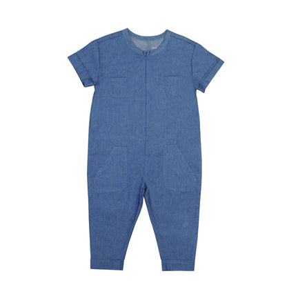 Kids Chambray Utility Jumpsuit by Le Petit Society — image 6