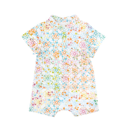 Chinese Motif Series - Baby Boy Jersey Romper in Rainbow Motif by Le Petit Society — image 7