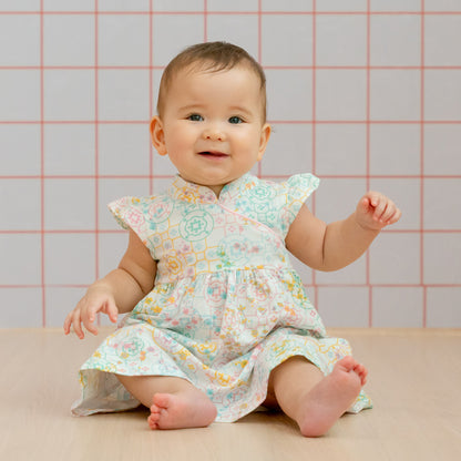Chinese Motif Series - Baby Girl Jersey Cheongsam in Pastel Rainbow Motif by Le Petit Society — image 9