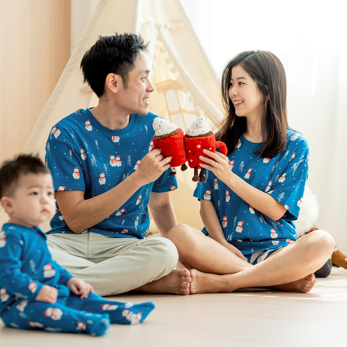 Adult Organic Tee in Christmas Snowman Print (Personalisable) by Le Petit Society — image 5