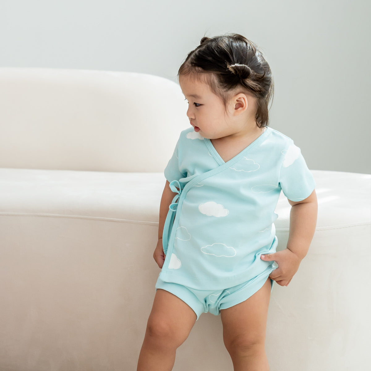 Baby Organic Boxer Shorts in Cloud Print by Le Petit Society — image 2