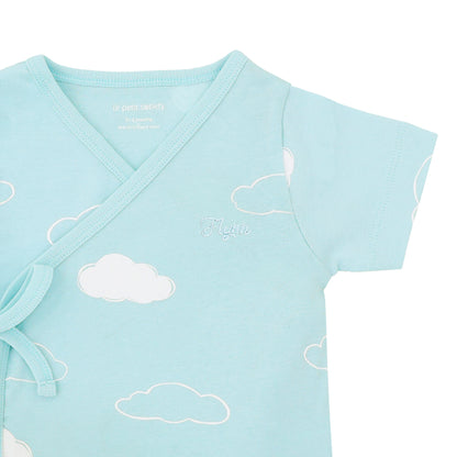 Baby Organic Short Sleeves Kimono Top in Cloud Print by Le Petit Society — image 5