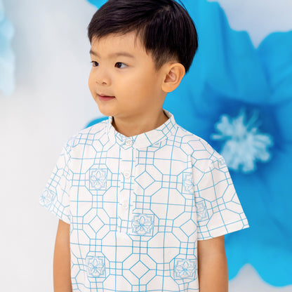 Chinese Motif Series - Boys Jersey Shirt in Blue by Le Petit Society — image 12
