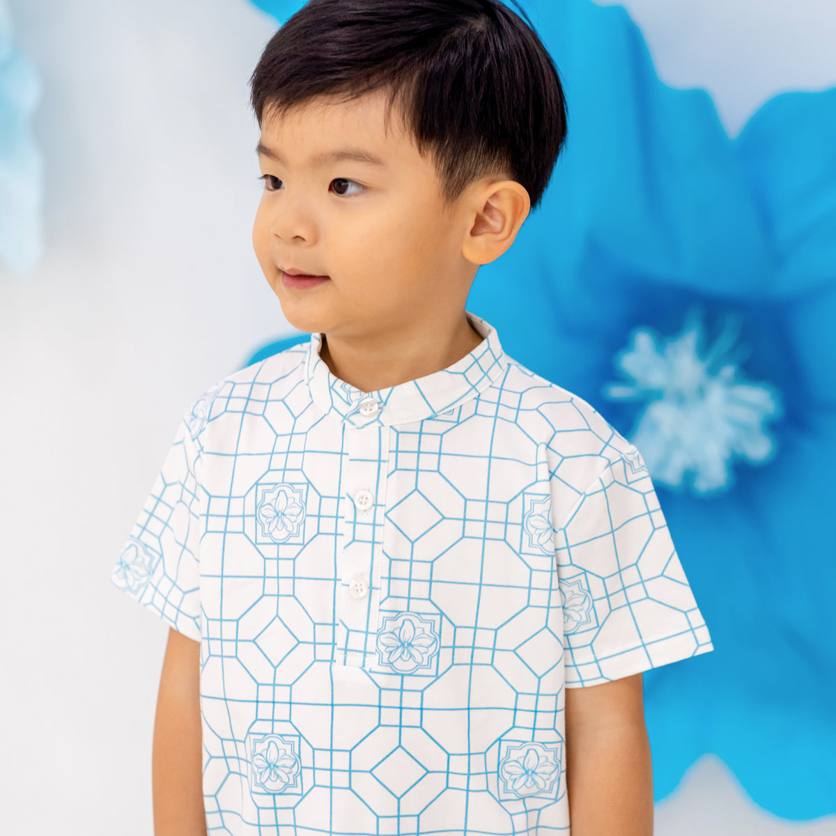 Chinese Motif Series - Boys Jersey Shirt in Blue by Le Petit Society — image 15