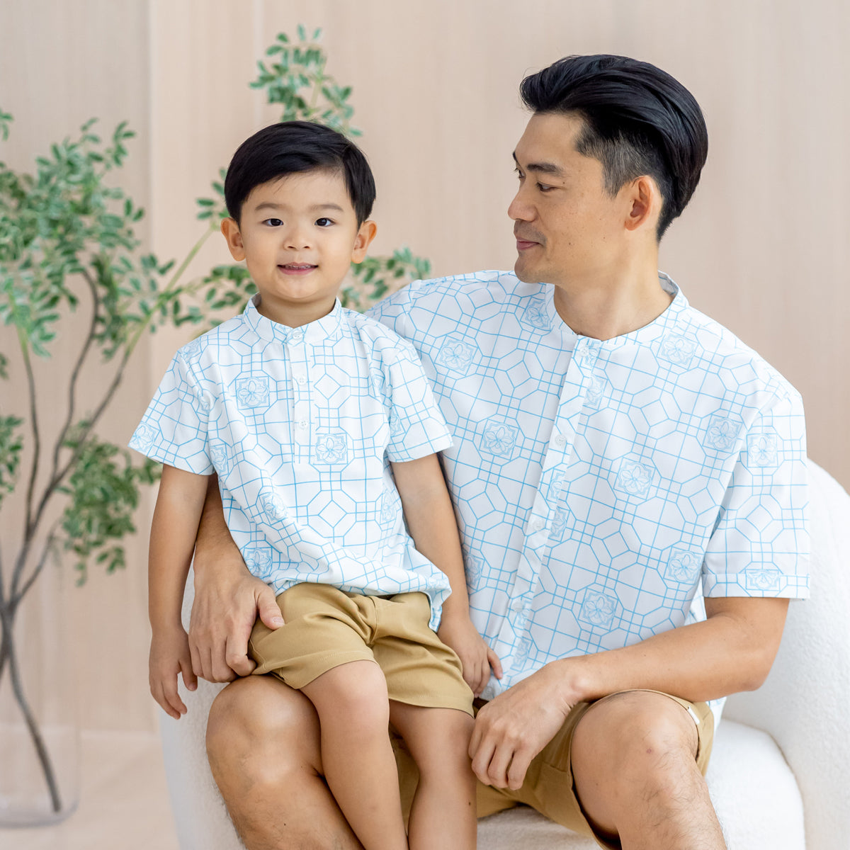 Chinese Motif Series - Boys Jersey Shirt in Blue by Le Petit Society — image 2
