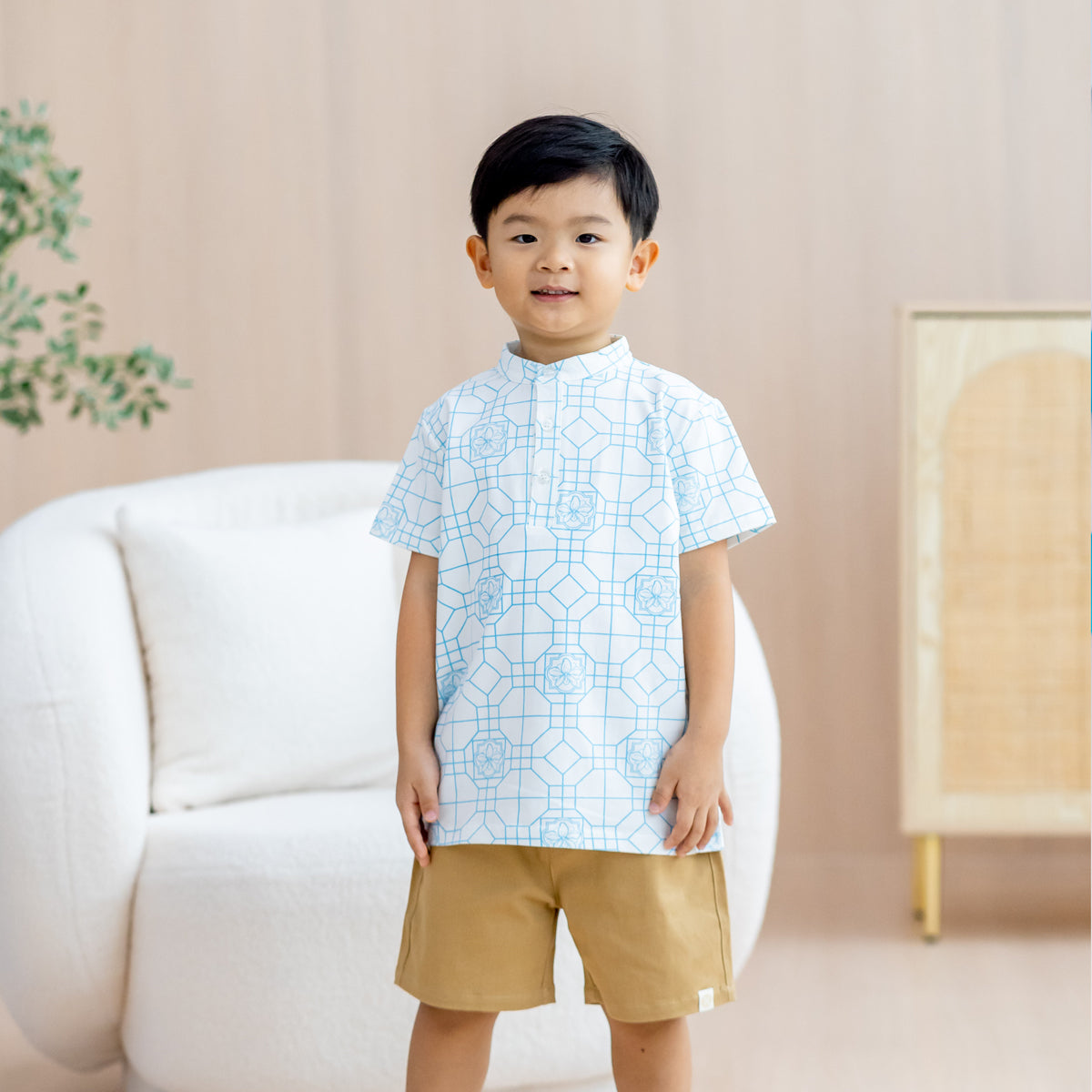 Chinese Motif Series - Boys Jersey Shirt in Blue by Le Petit Society — image 7