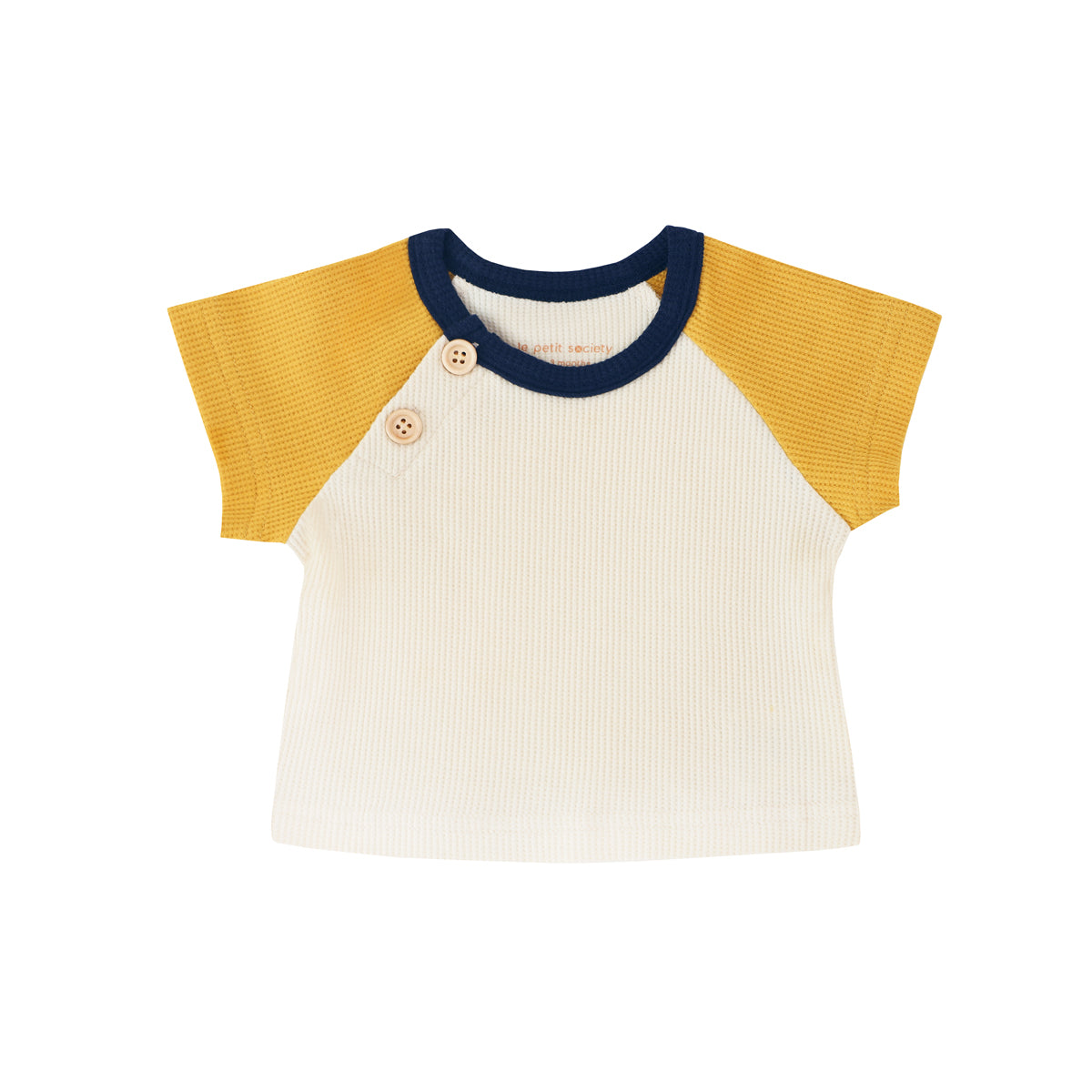 Baby Raglan Tee in Cream Waffle Jersey by Le Petit Society — image 8