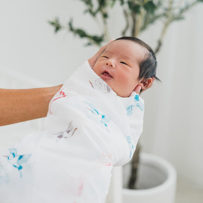 Baby Organic Swaddle in Cranes by Le Petit Society — image 4