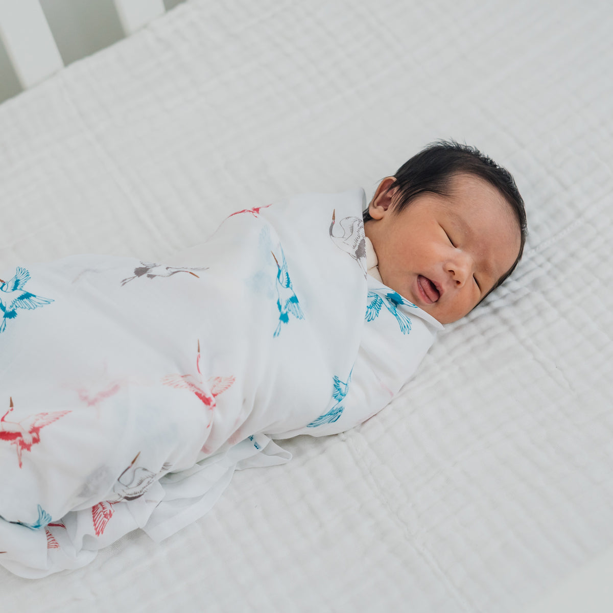 Baby Organic Swaddle in Cranes by Le Petit Society — image 5