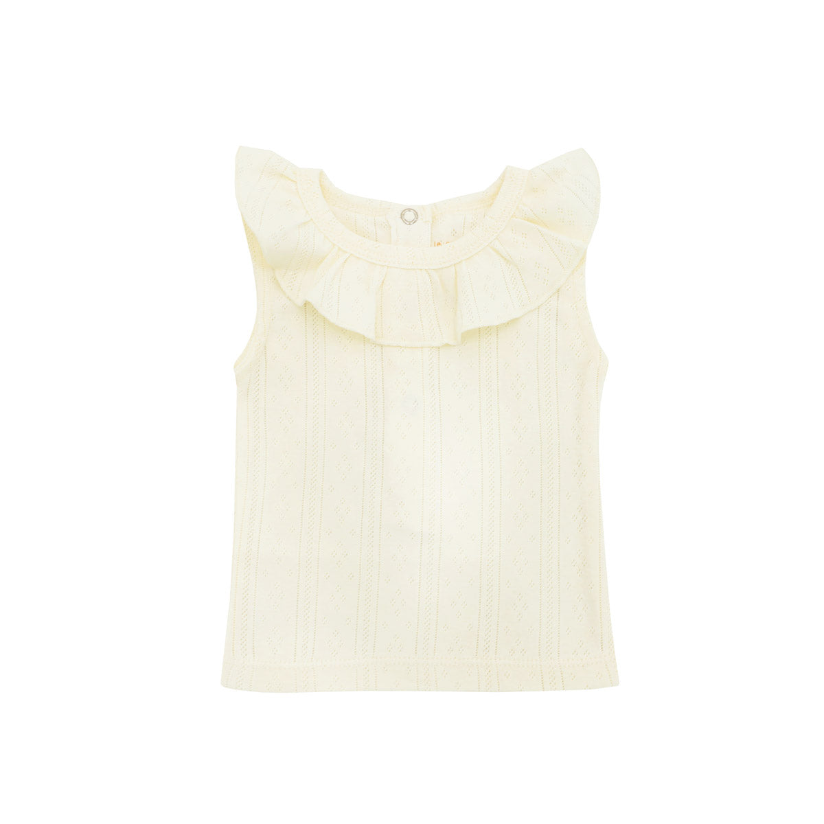 Baby Girl Ruffle Top in Cream Pointelle Cotton by Le Petit Society