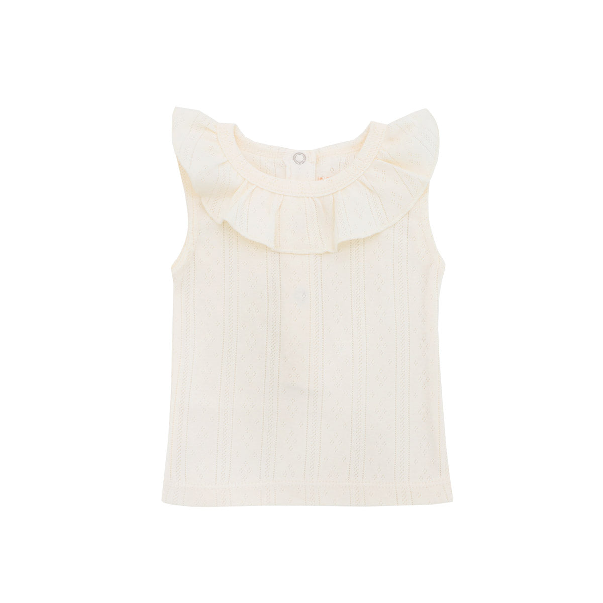 Baby Girl Ruffle Top in Cream Pointelle Cotton by Le Petit Society — image 8