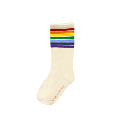Rainbow Series - Kids Calf Socks in Cream by Le Petit Society — image 2