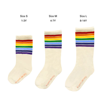 Rainbow Series - Kids Calf Socks in Cream by Le Petit Society — image 11