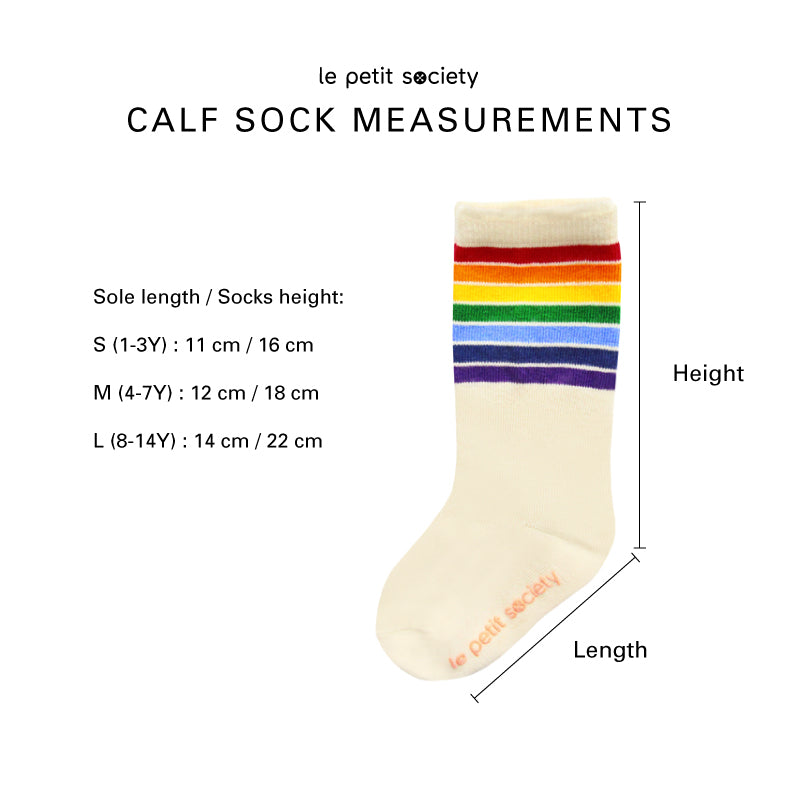 Rainbow Series - Kids Calf Socks in Cream by Le Petit Society — image 12