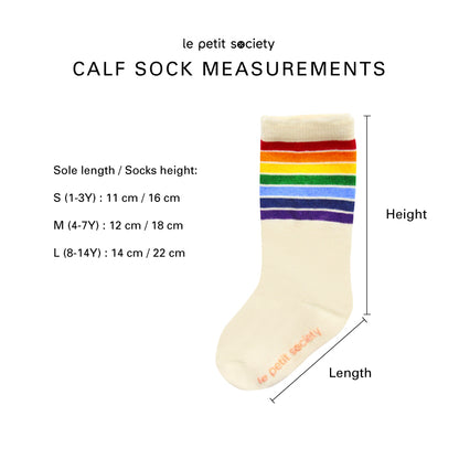 Rainbow Series - Kids Calf Socks in Cream by Le Petit Society — image 12
