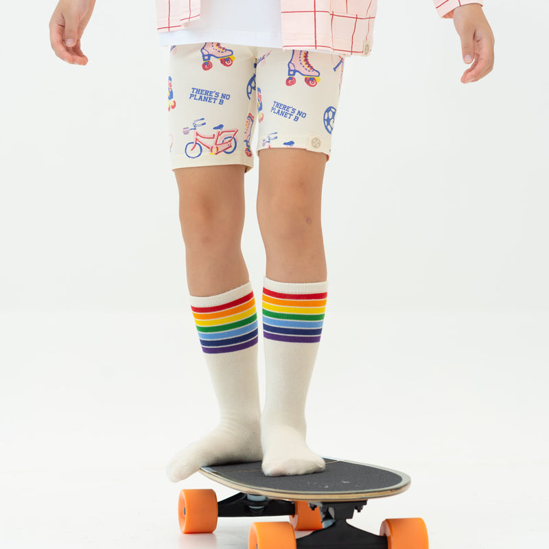 Rainbow Series - Kids Calf Socks in Cream by Le Petit Society