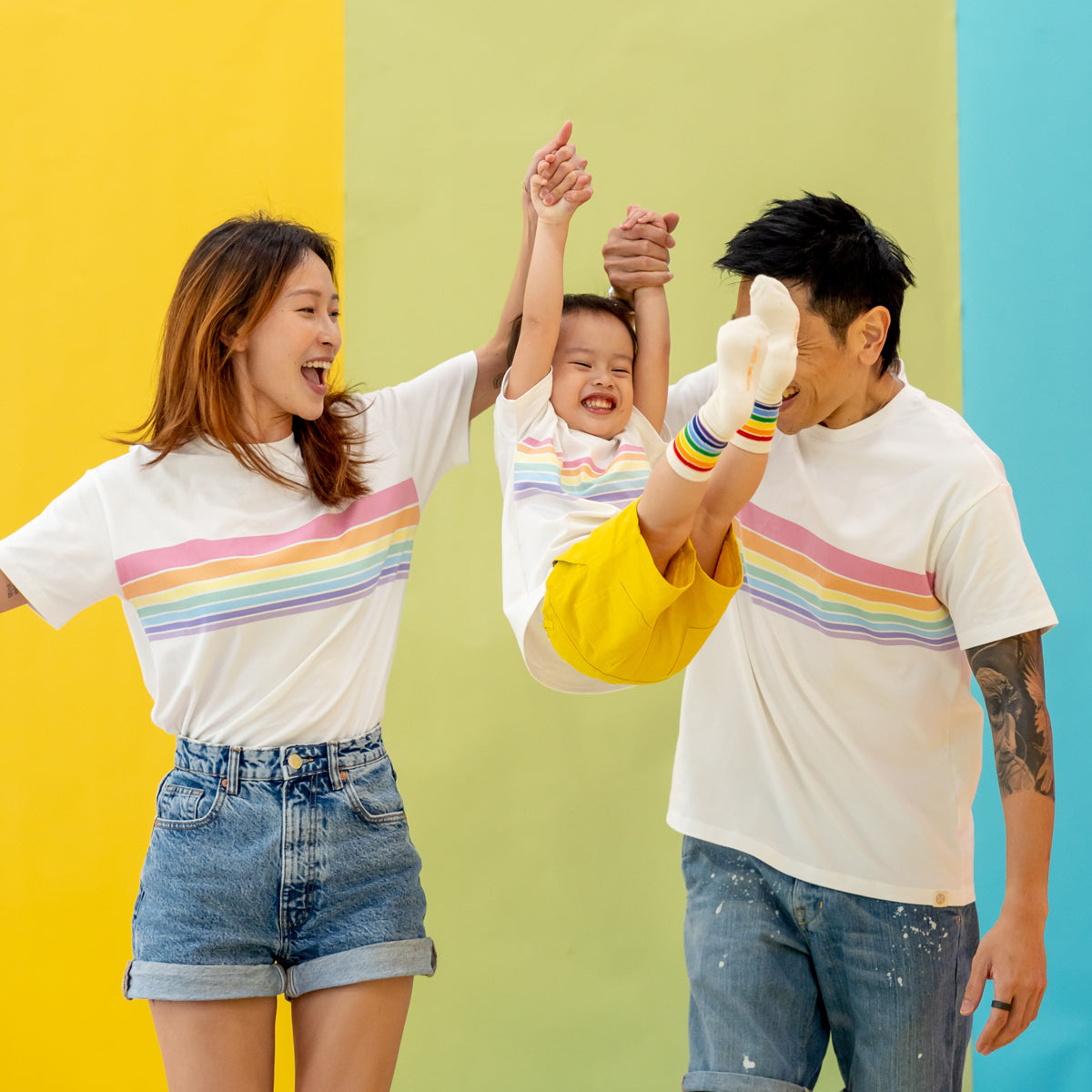 Rainbow Series - Kids Calf Socks in Cream by Le Petit Society — image 7