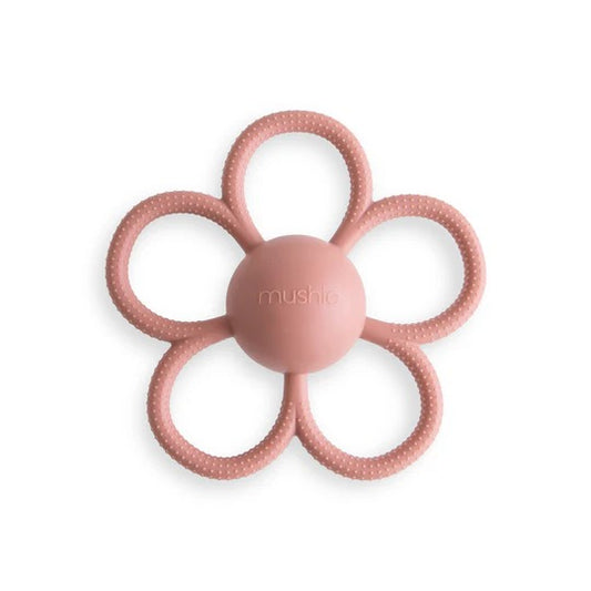 Daisy Rattle Teether in Dusty Rose by Mushie